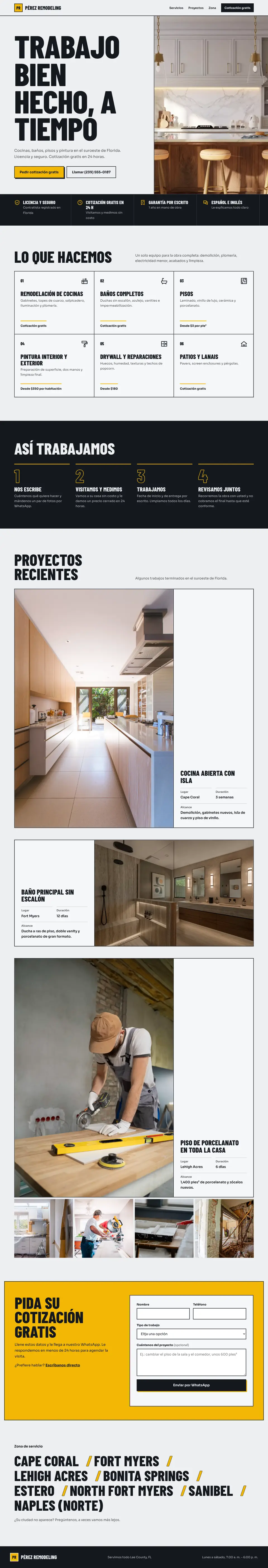 Ejemplo del estilo Obra: página para contratistas, remodelación, construcción